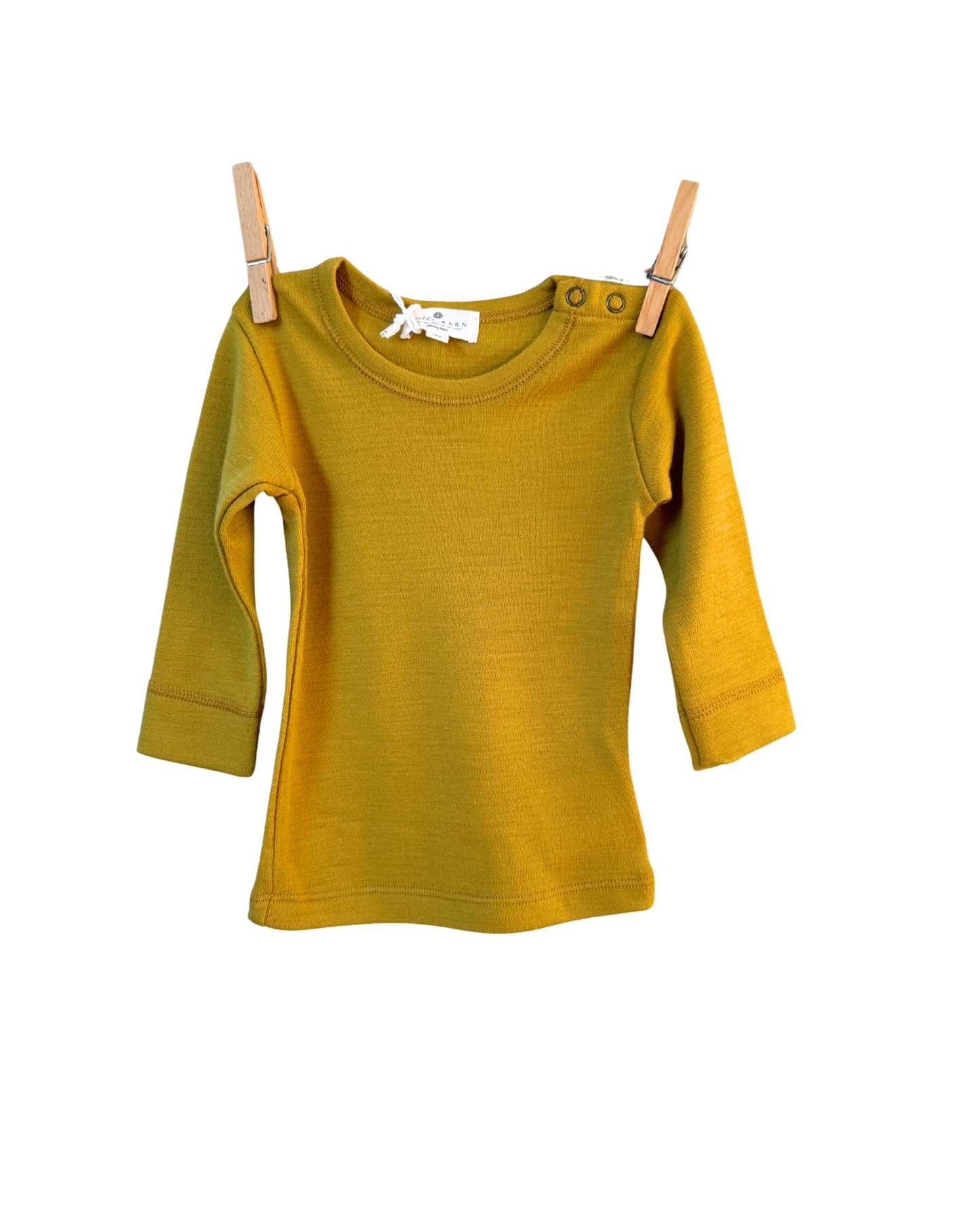 Langarm Shirt Merinowolle mit Knöpfen