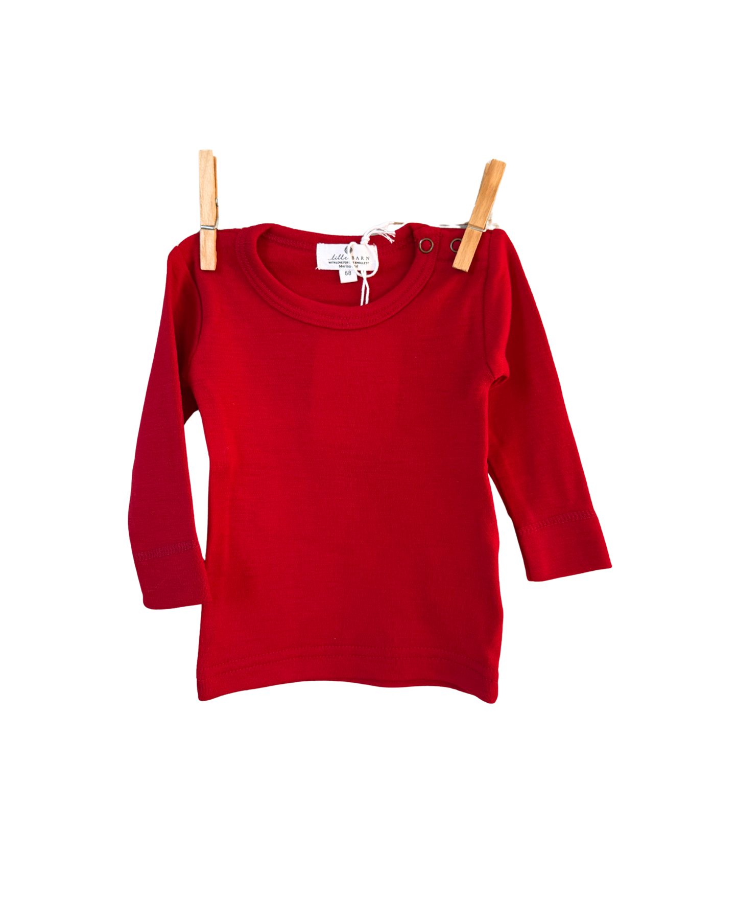 Langarm Shirt Merinowolle mit Knöpfen
