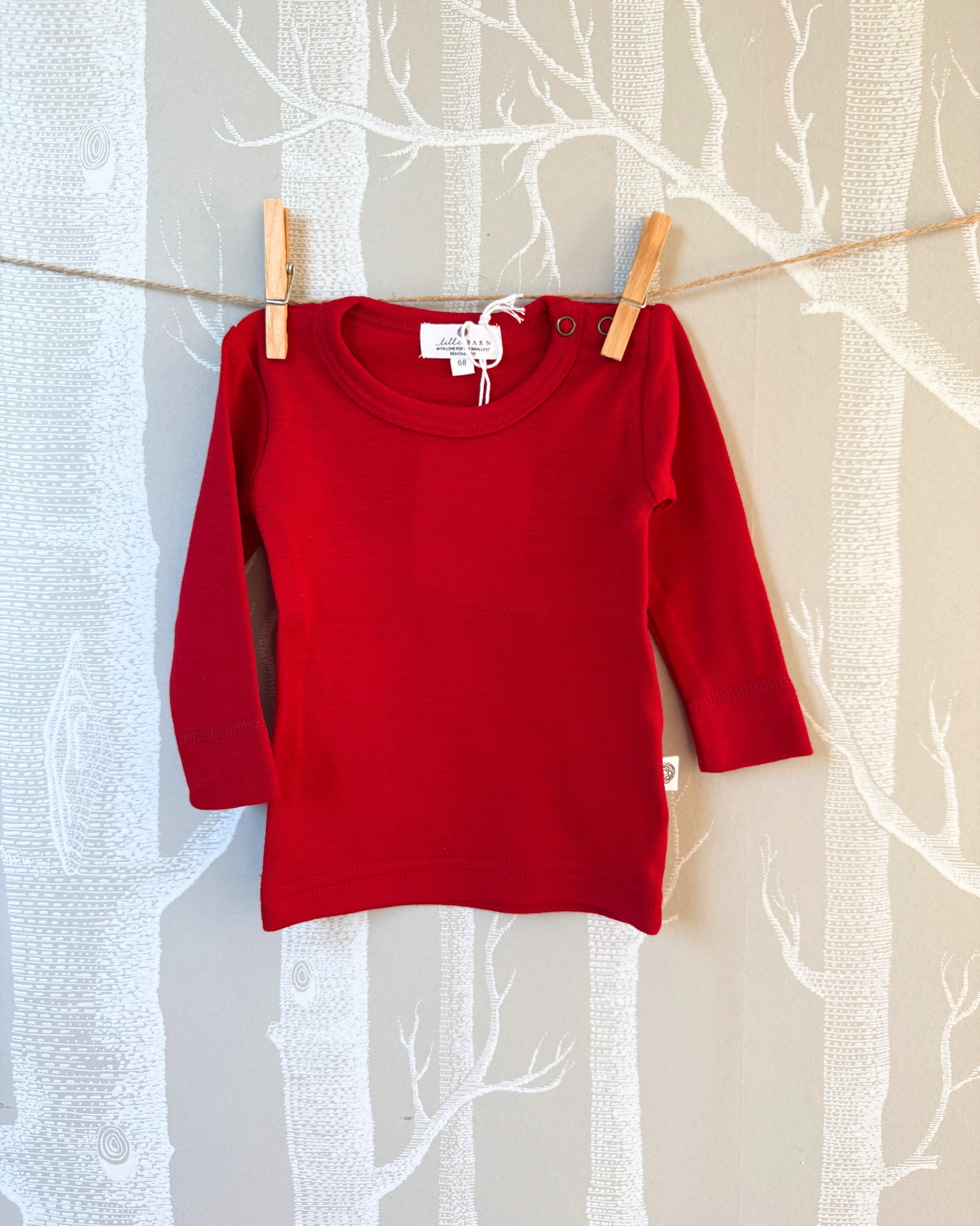 Langarm Shirt Merinowolle mit Knöpfen