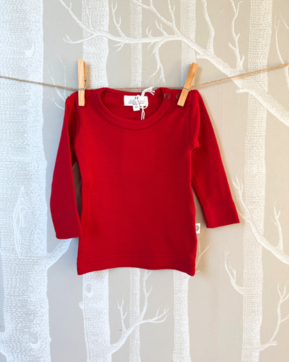 Langarm Shirt Merinowolle mit Knöpfen