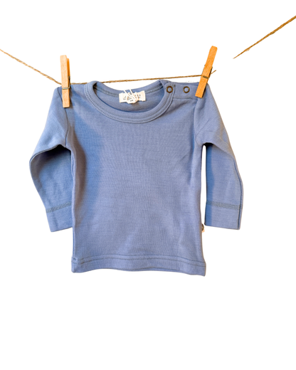 Langarm Shirt Merinowolle mit Knöpfen